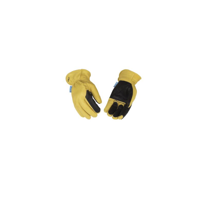 Kinco 387P-M Gloves, M, Keystone Thumb, Elastic Cuff, Buffalo Leather, Gold M, Gold