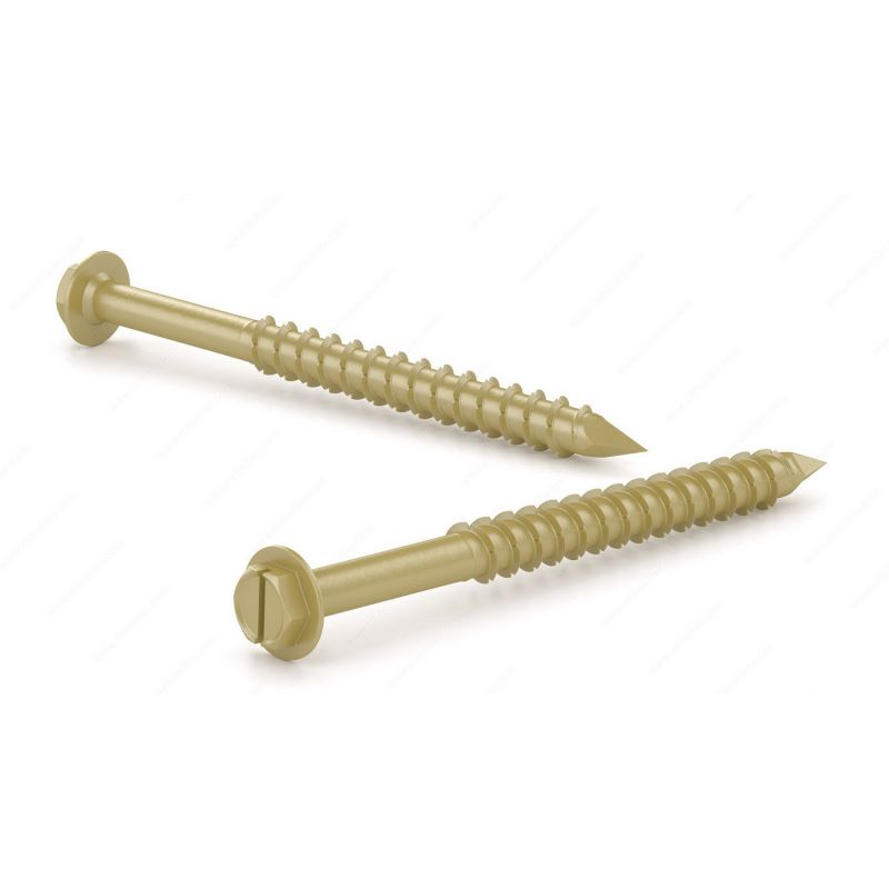 Reliable Gold Tap Pro HCSDP145VP Screw, 1/4-8 Thread, 5 in L, Scorpion Tail Thread, Washer Head, Hex Drive, Steel, 25 BX Gold