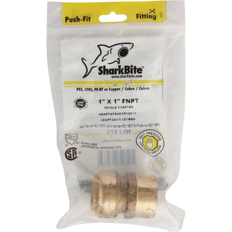 SharkBite Push-to-Connect Brass Female Adapter 1 In. X 1 In. FNPT