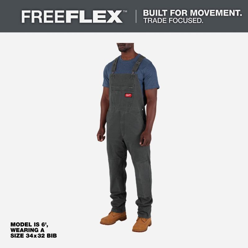 Milwaukee FREEFLEX Unisex Bib Overalls Gray