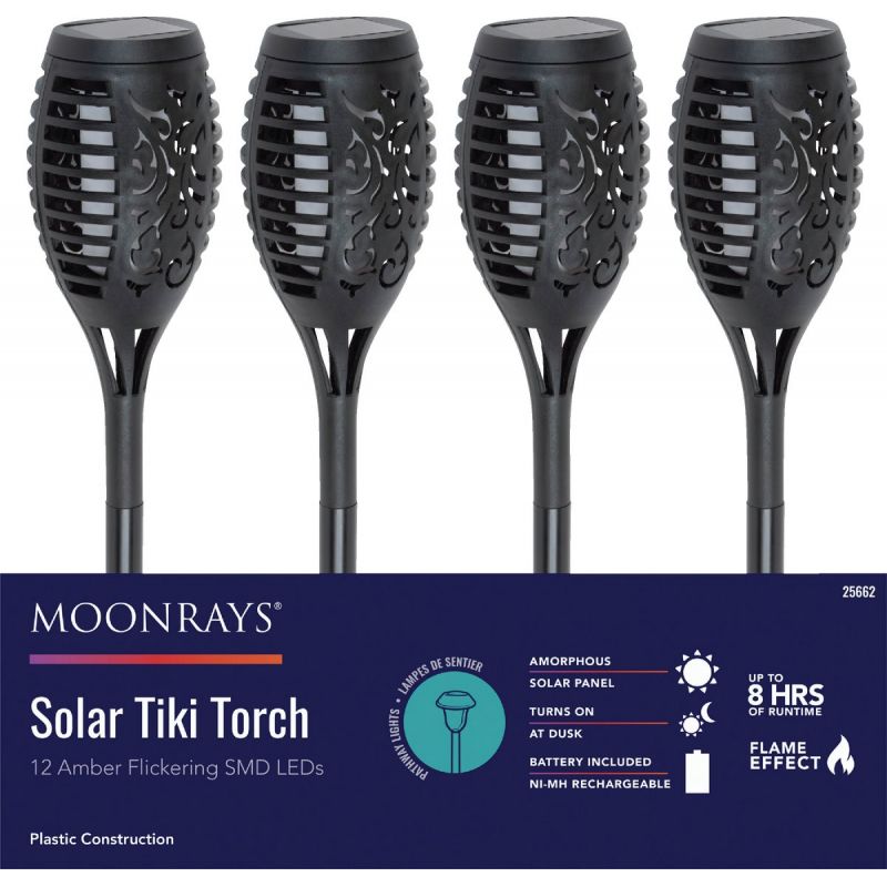 Moonrays Solar Flame Torch Stake Light Black (Pack of 20)