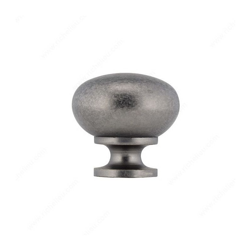 Richelieu Classic Series BP4923142 Knob, 1-3/16 in Projection, Brass, Pewter 1-1/4 In, Gray, Traditional