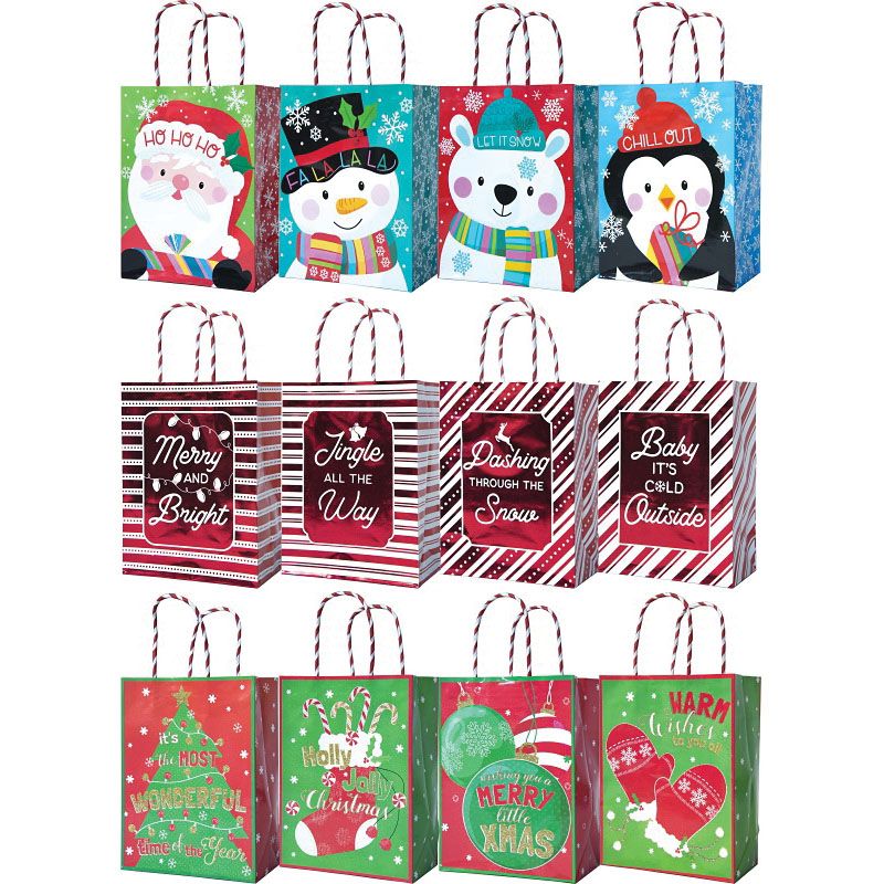 Santas Forest 69832 Medium Gift Bag with Handle, 6 in W, 8 in H, Paper, Festive Festive