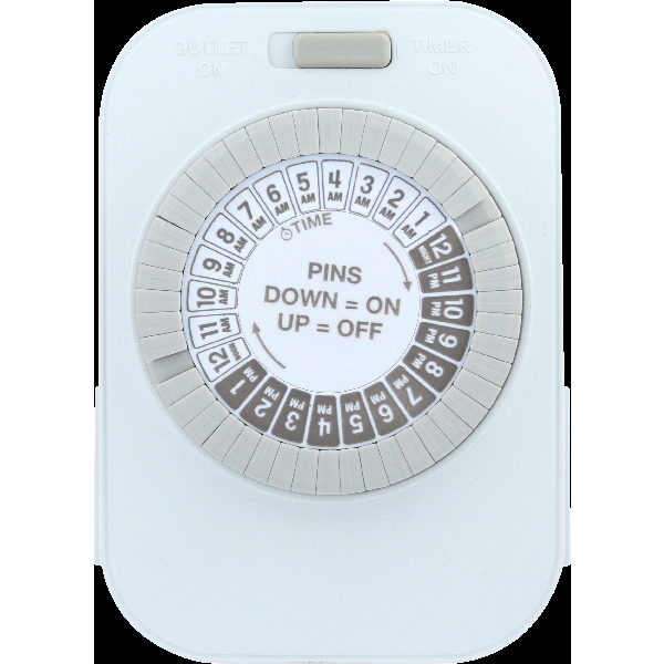 Power Zone TNI24111 24 Hour Indoor Plug-In Mechanical Timer With