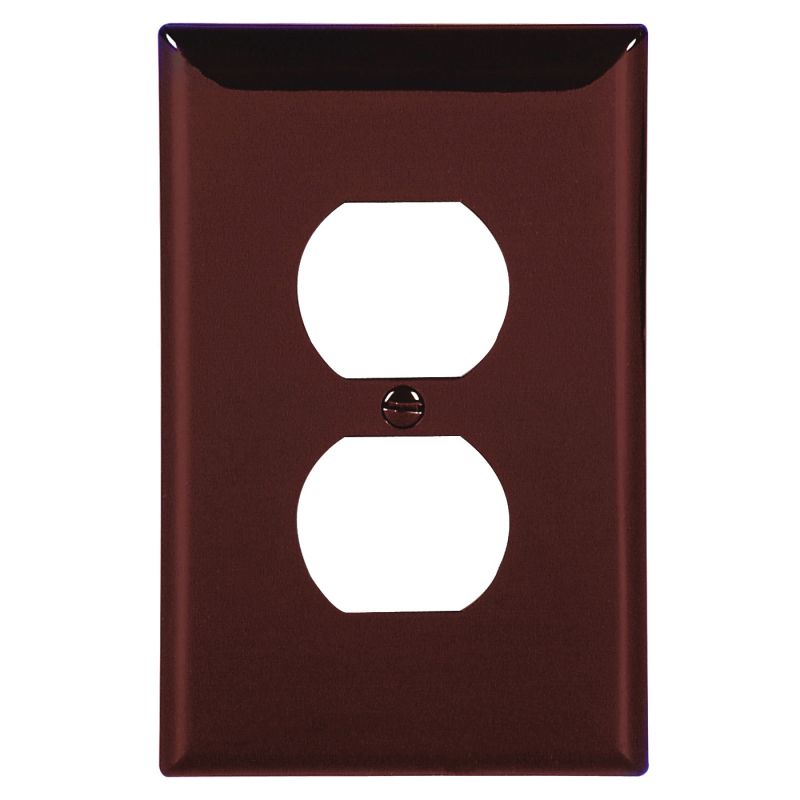 Eaton Wiring Devices 5132B-BOX Receptacle Wallplate, 4-1/2 in L, 2-3/4 in W, 1 -Gang, Nylon, Brown, High-Gloss Brown
