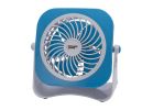 PowerZone QT-U403B Tabletop Fan, 5 VDC, 4 in Dia Blade, 5-Blade, 2-Speed, 48 in L Cord, White/Blue OR White/Red White/Blue OR White/Red