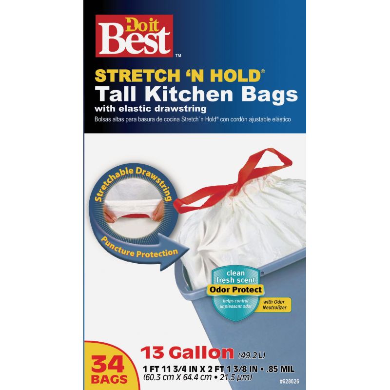 Do it Best Stretch &#039;N Hold Tall Kitchen Trash Bag 13 Gal., White