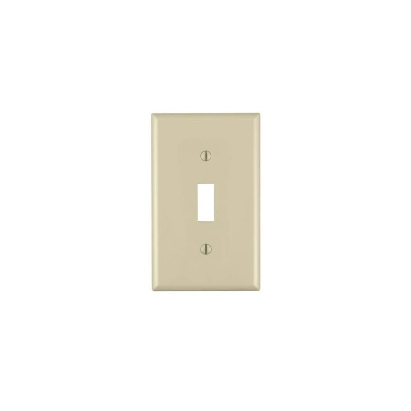 Leviton 021-80701-00I Wallplate, 4-1/2 in L, 2-3/4 in W, 1 -Gang, Nylon, Ivory, Smooth Ivory