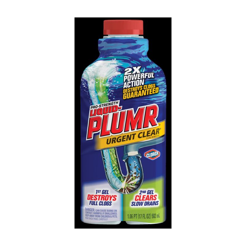 Liquid-Plumr 30548 Clog Remover, Liquid, Clear/Pale Yellow, Bleach, 17 oz Bottle Clear/Pale Yellow