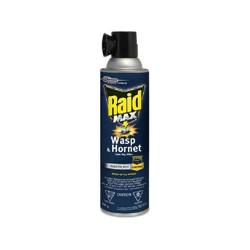 Raid Max 624136 Wasp and Hornet Killer, Liquefied Gas, Spray Application, Outdoor, 500 g, Aerosol Can Milky White