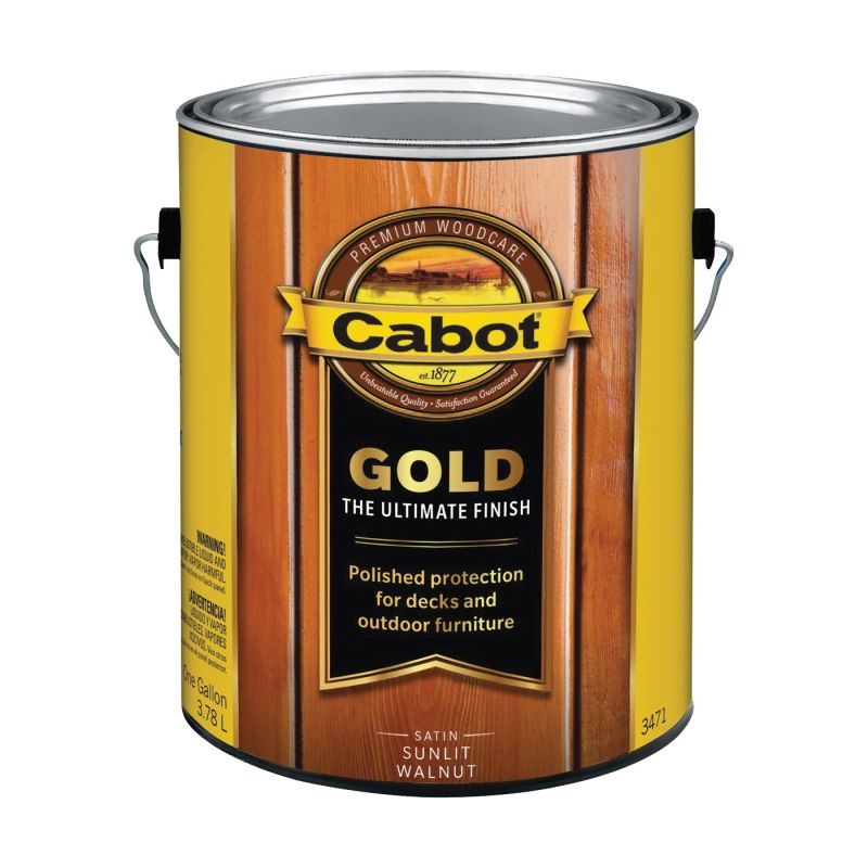 Cabot 07 Wood Conditioning Stain, Gold Satin, Liquid, Sun Lit Walnut, 1 gal, Can Sun Lit Walnut