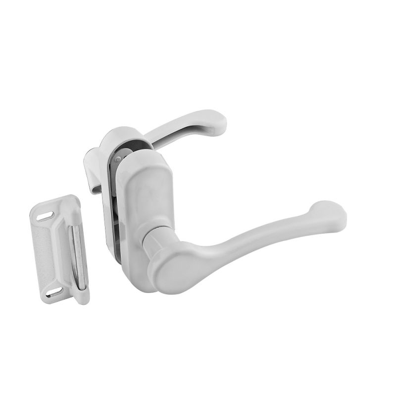 National Hardware V1320 Series N262-196 Lever Latch, Zinc, 3/4 to 2 in Thick Door, For: Wood/Metal Screen, Storm Doors White