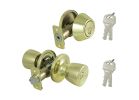 ProSource BS721BRA4B Deadbolt and Entry Lockset, Turnbutton Lock, Tulip Design, Polished Brass, 3 Grade, Brass