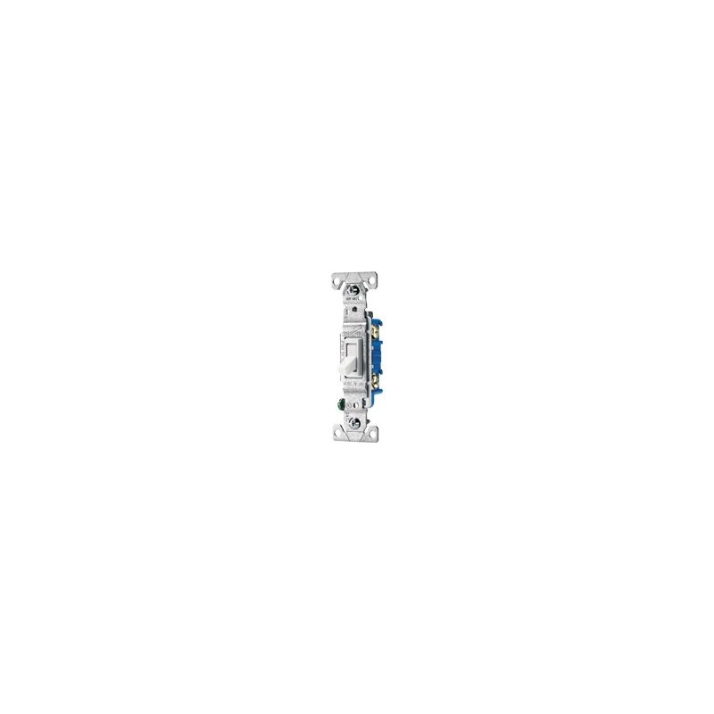 Eaton Wiring Devices 1301-7LTWBOX Toggle Switch, 15 A, 120 VAC, Screw Terminal, Polycarbonate Housing Material White
