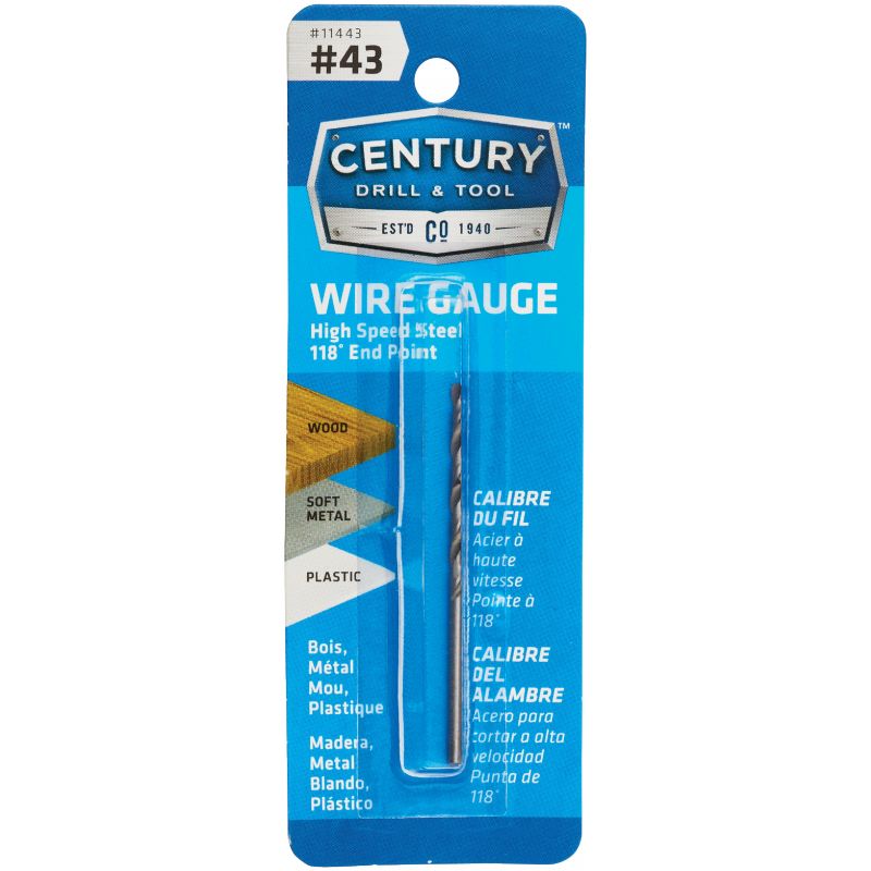 Century Drill &amp; Tool Wire Gauge Drill Bit #43