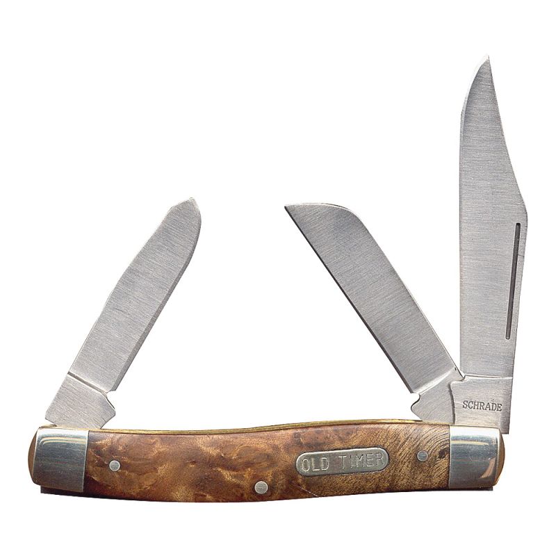OLD TIMER 8OTW Folding Pocket Knife, 3 in L Blade, 7Cr17 High Carbon Stainless Steel Blade, 3-Blade 3 In