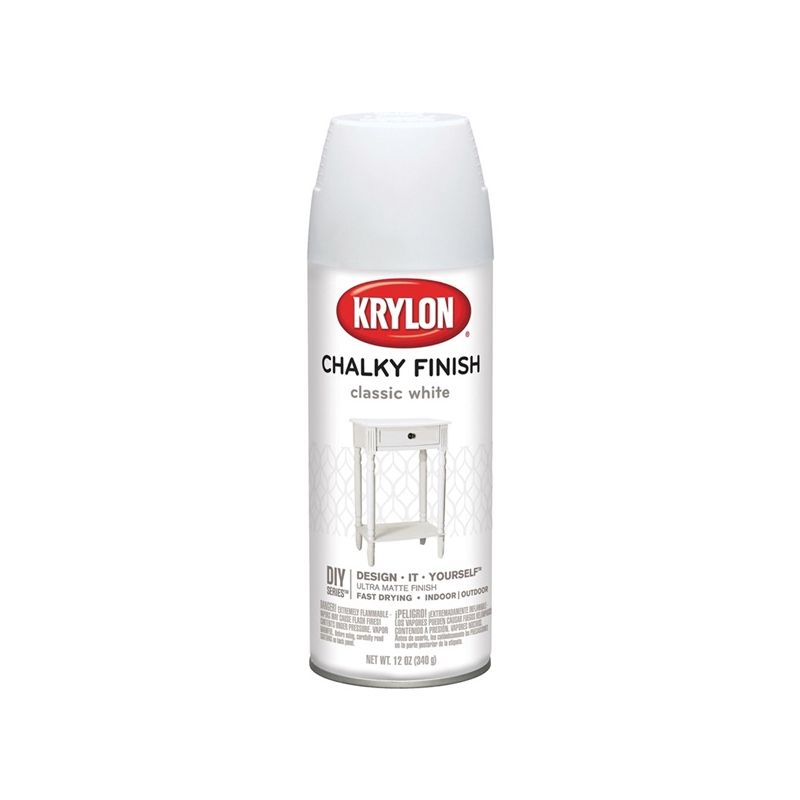 Krylon K04101000 Chalk Spray Paint, Matte, Classic White, 12 oz, Can Classic White