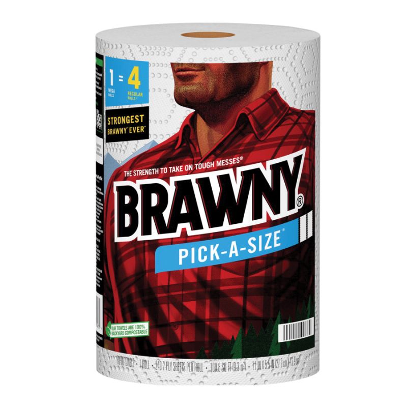 Brawny Pick-A-Size 44373 Paper Towel, 5-1/2 in L, 11 in W, 2-Ply, 1/PK White (Pack of 6)