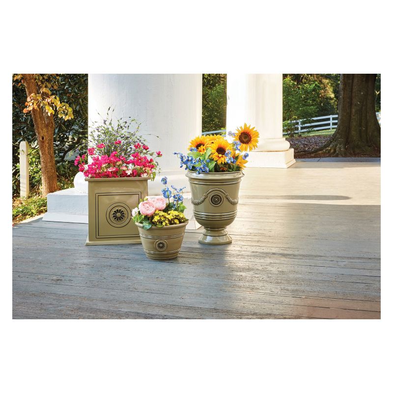 Southern Patio CMX-091868 Colony Planter, 16 in H, 16 in W, 16 in D, Square, Ceramic, Neutral Gray, Gloss Neutral Gray