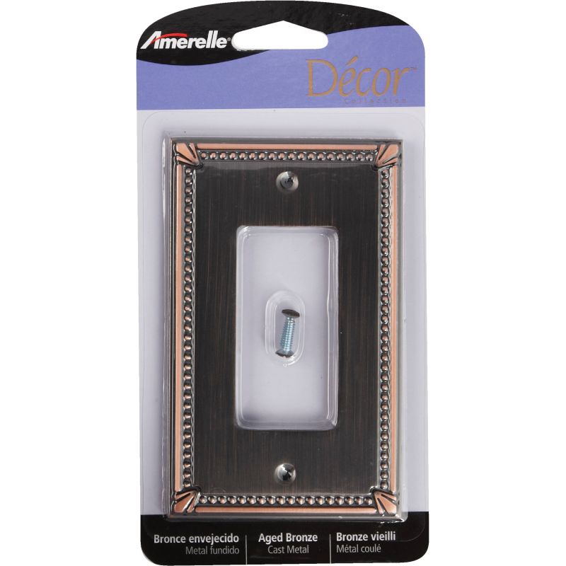 Amerelle Imperial Bead Cast Metal Rocker Decorator Wall Plate Aged Bronze