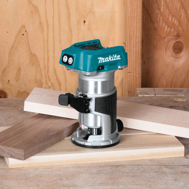 Makita XTR01Z Compact Router, 18 V, 10,000 to 30,000 rpm Spindle