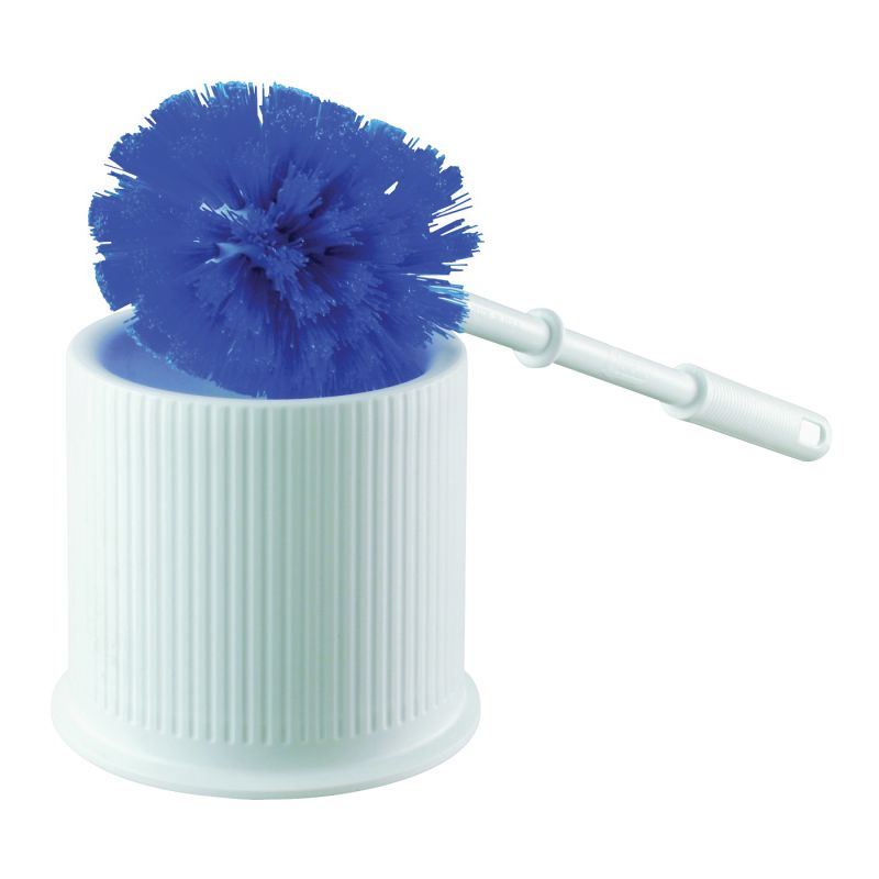 Quickie 305 Toilet Bowl Brush with Caddy, Round, Poly Fiber Bristle, Plastic Holder