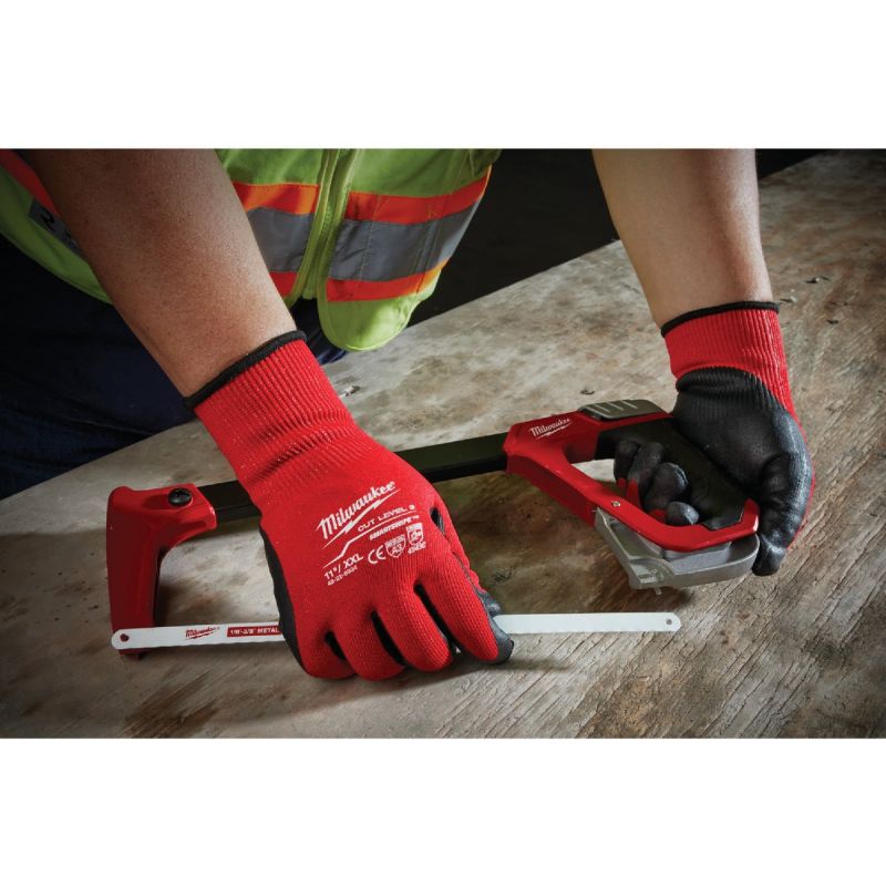 Milwaukee Nitrile Coated Cut Level 3 Work Glove L, Red &amp; Black
