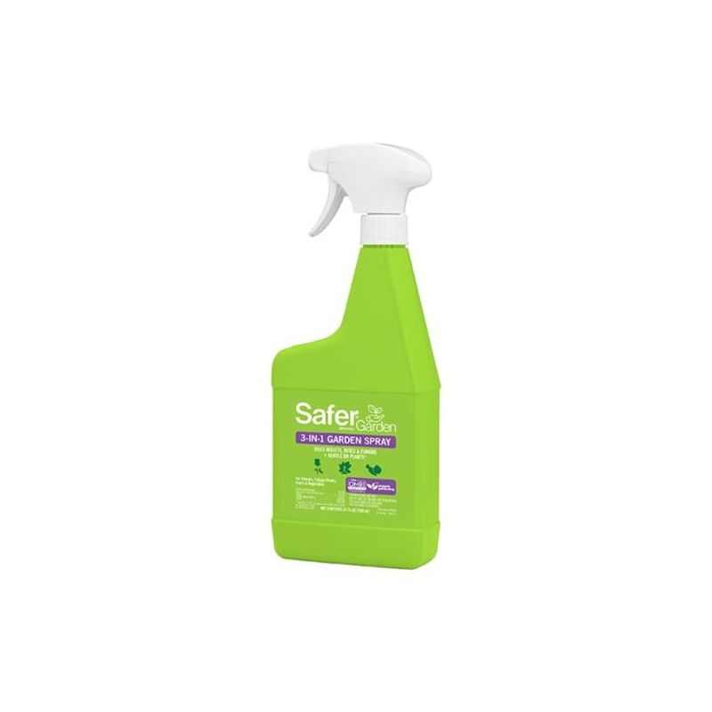 Safer SG5452 3-in-1 Garden Spray, Liquid, Spray Application, 24 fl-oz Bottle Off-Yellow