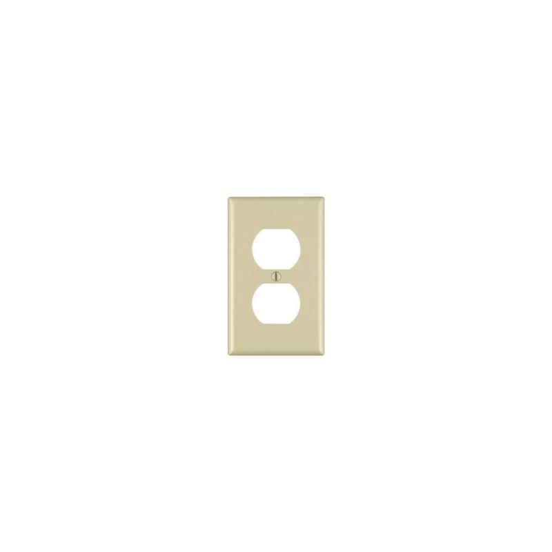Leviton 86003 Receptacle Wallplate, 4-1/2 in L, 2-3/4 in W, 1 -Gang, Thermoset Plastic, Ivory, Smooth Ivory