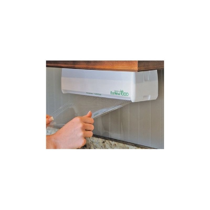 E-ZEE WRAP 1000 W/1000&#039;WRAP Dispenser, 1000 ft Max Roll L, Plastic, White White