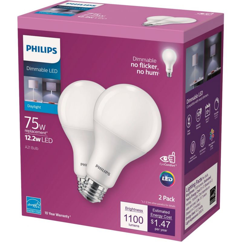 Philips A21 Medium Dimmable LED Light Bulb