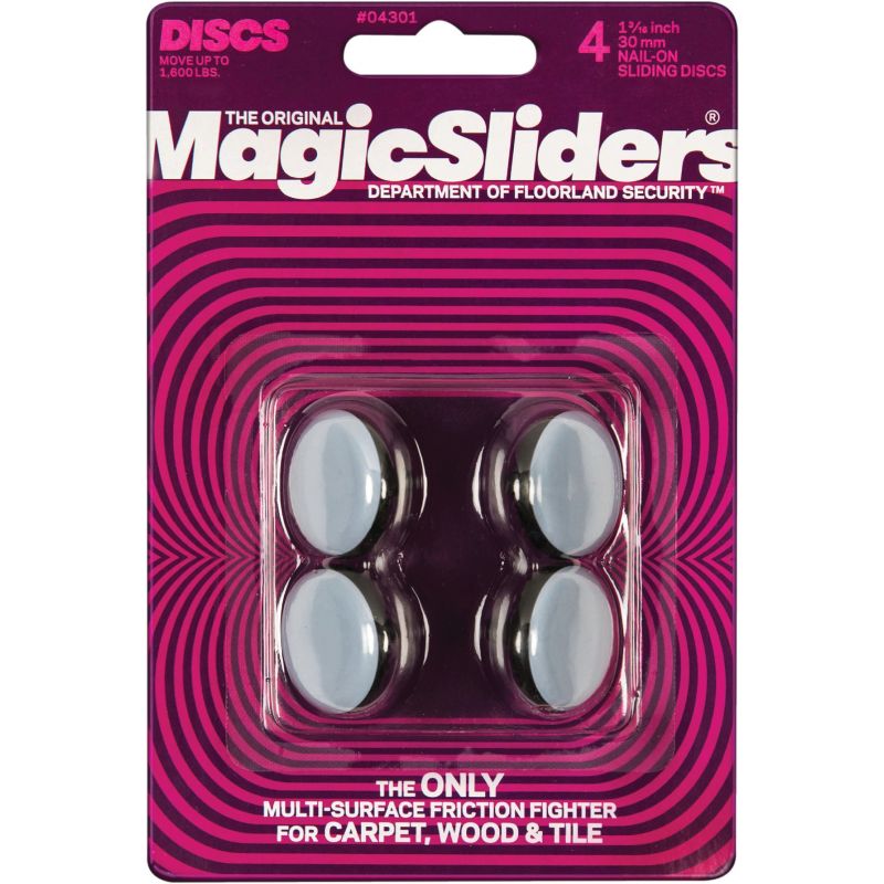 Magic Sliders Round Nail-On Furniture Glide 1-3/16 In., Gray