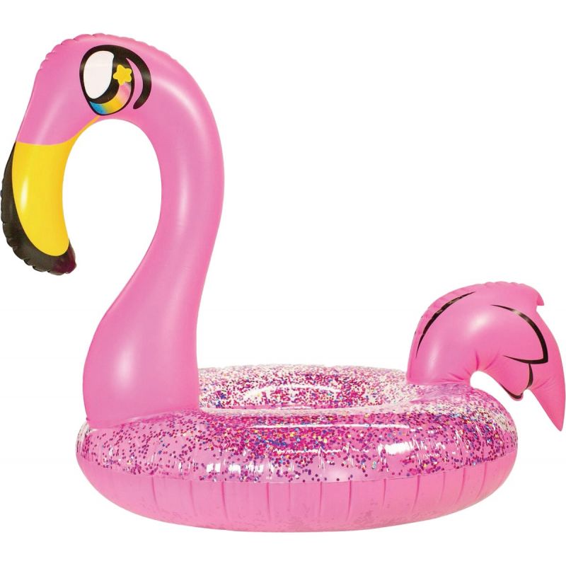 PoolCandy Glitter Flamingo Tube Pool Float Pink, Adult