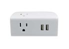 PowerZone ORPBU069 Outlet Tap, 2.4 A, 2-USB Port, 3-Outlet, White White