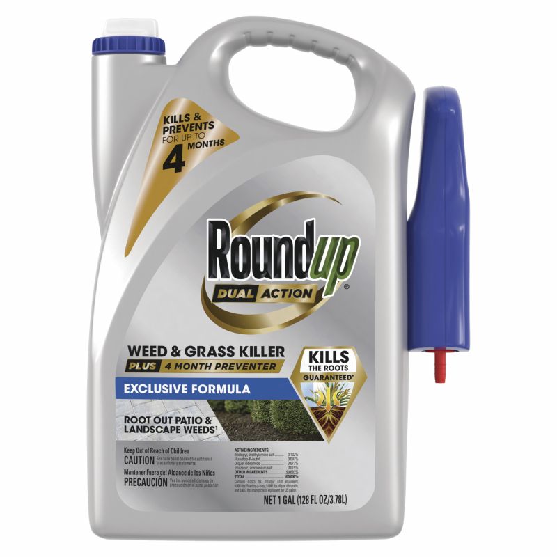 Roundup 5324504 Dual Action Weed and Grass Killer, Liquid, Trigger Spray Application, 1 gal