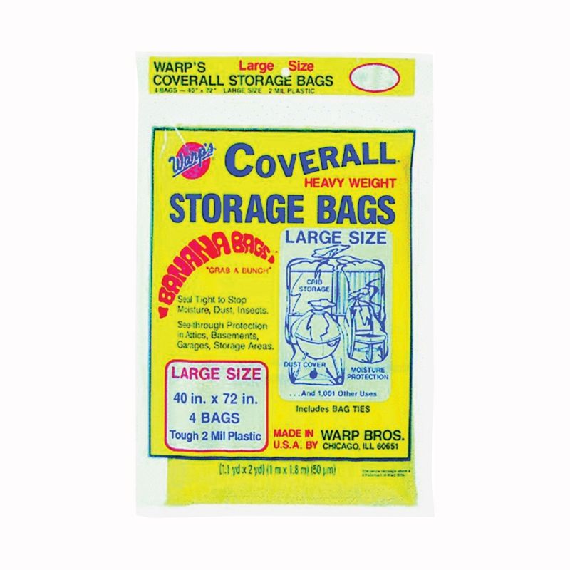 Wrap&#039;s Banana Bags CB-40 Storage Bag, L, Plastic, Yellow, 40 in L, 72 in W, 2 mil Thick L, Yellow