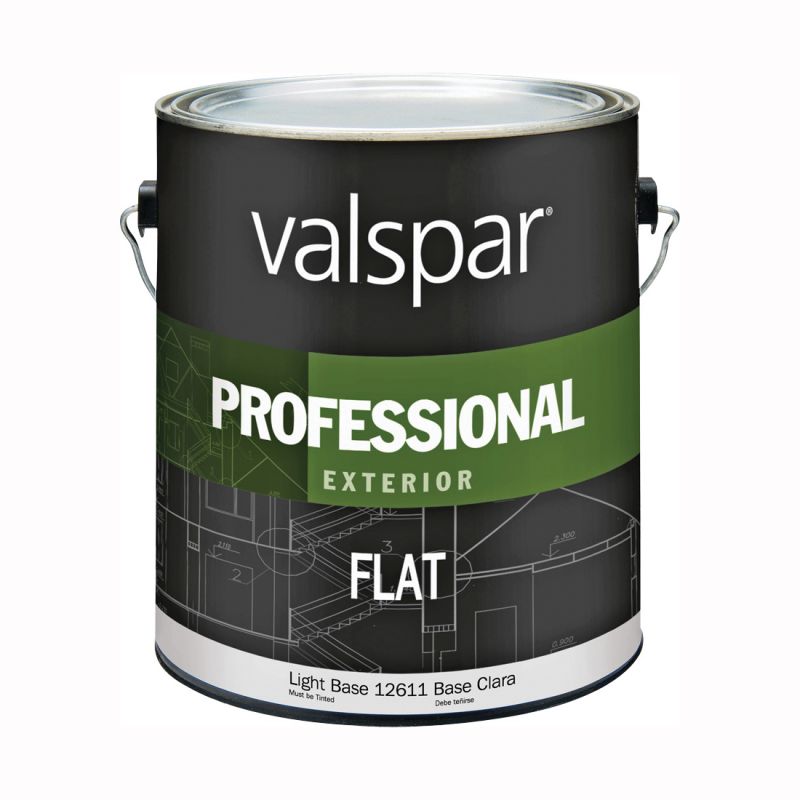 Valspar 045.0012611.007 Exterior House Paint, Flat, Light Base, 1 gal Light Base (Pack of 4)