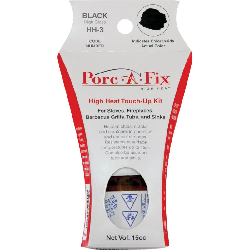Fixture-Fix Porc-A-Fix High Heat Porcelain Touch-up Paint Glaze Black, 15cc