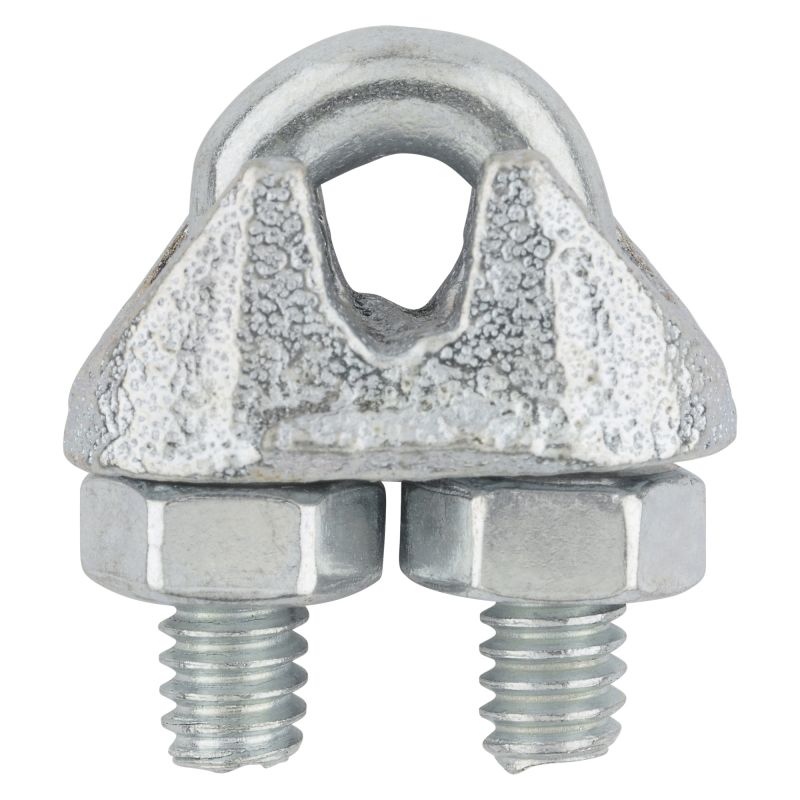 National Hardware N889-014 Wire Cable Clamp, 3/16 in Dia Cable, 1 in L, Malleable Iron/Steel, Electro Galvanized/Zinc