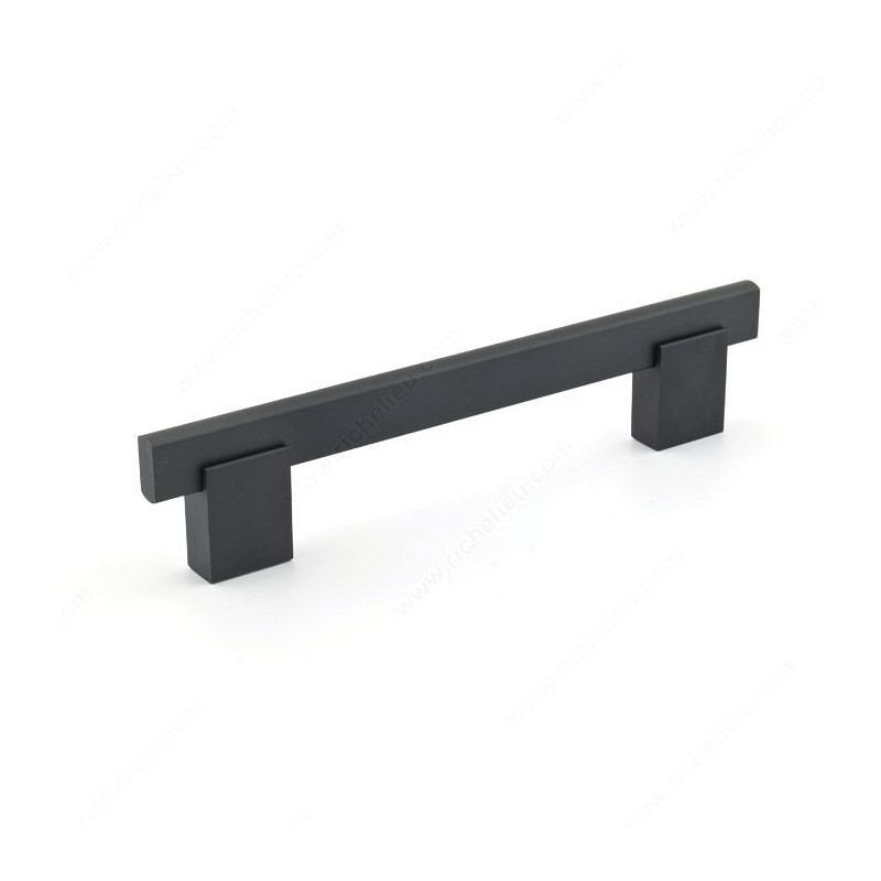 Richelieu BP905128900 Cabinet Pull, 6-5/16 in L Handle, 1-11/32 in Projection, Aluminum/Metal, Matte Black, Contemporary