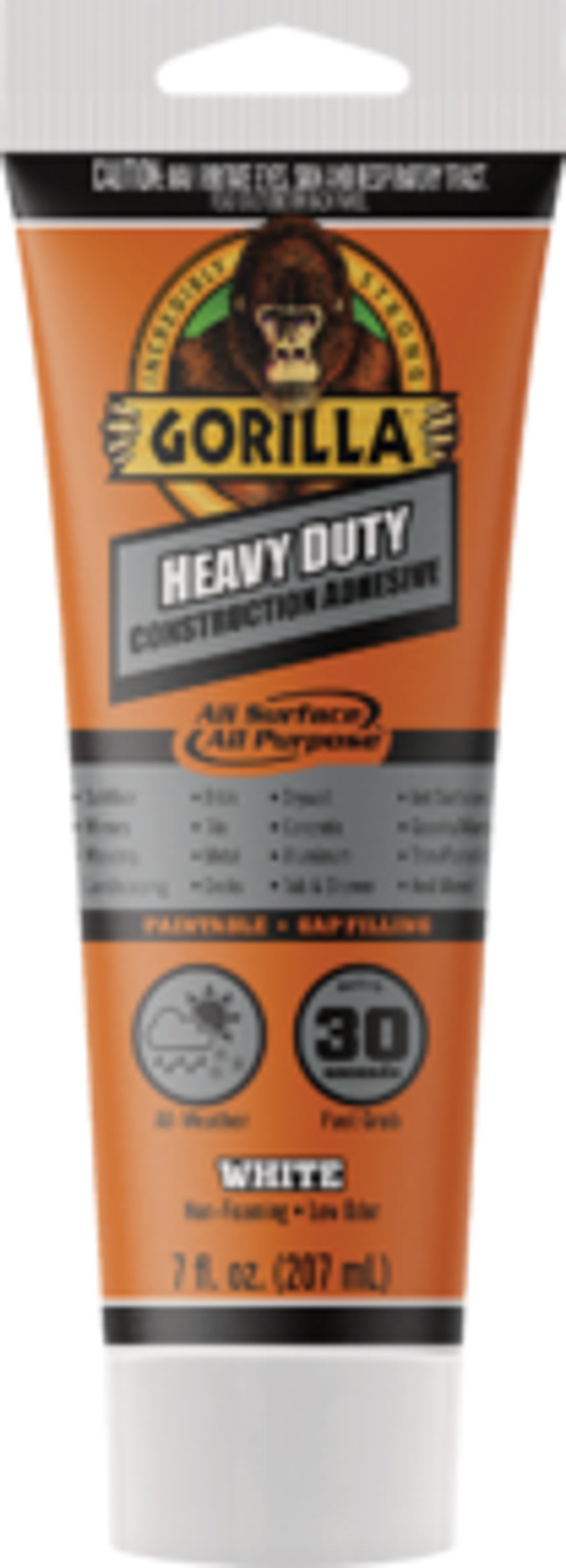 Gorilla Glue Heavy Duty Construction Adhesive 8010003, 9 oz Cartridge,  White