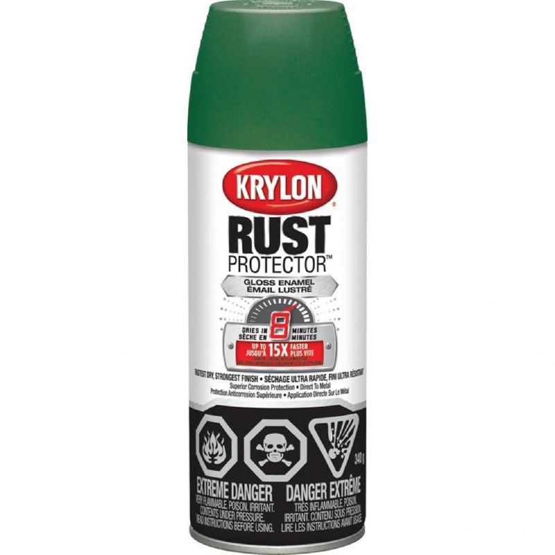 Krylon Rust Protector 469044000 Rust Preventative Spray Paint, Gloss, Field Green, 12 oz, Can Field Green