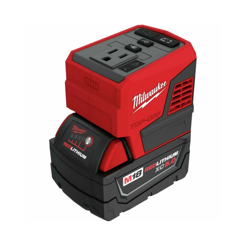 Milwaukee TOP-OFF M18 2846-50 Power Supply and Battery Pack, 18 V Input, 175 W Nominal Output, 1-Outlet, 2-USB Port