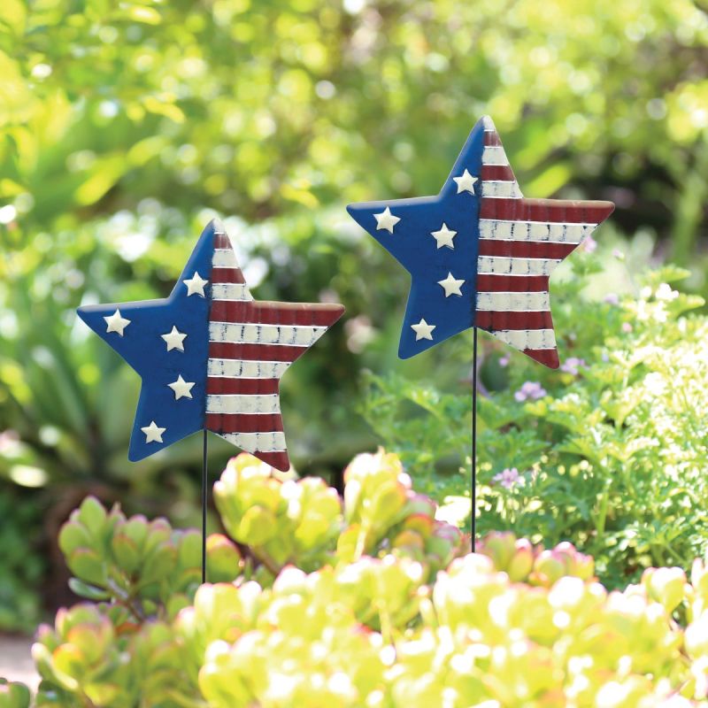 Alpine American Flag Garden Stake Lawn Ornament Red, White, &amp; Blue (Pack of 18)