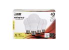 Feit Electric OM40/930CA10K/4 LED Bulb, General Purpose, A19 Lamp, 40 W Equivalent, E26 Lamp Base, Bright White Light