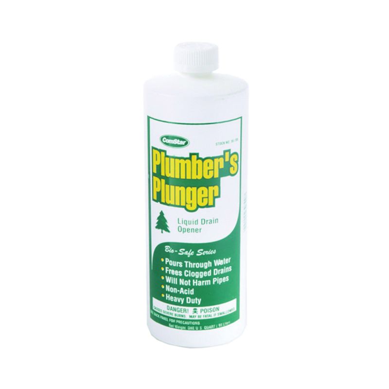 ComStar Plumber&#039;s Plunger 30-700 Drain Opener, Liquid, Clear, Sharp, 1 qt Bottle Clear