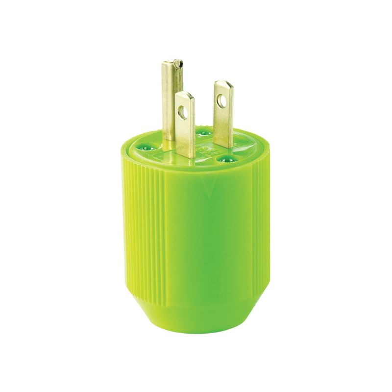 Eaton Wiring Devices BP3867-4GN Electrical Plug, 2 -Pole, 15 A, 125 V, NEMA: NEMA 5-15, Fluorescent Green Fluorescent Green