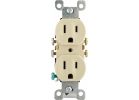 Leviton Shallow Grounded Duplex Outlet Ivory, 15A (Pack of 10)