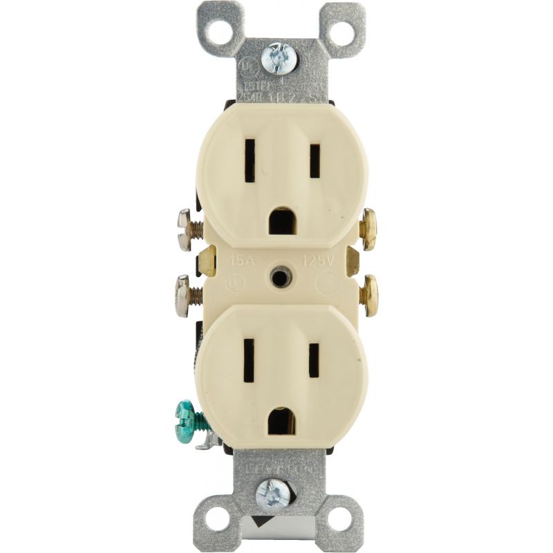 Leviton Shallow Grounded Duplex Outlet Ivory, 15A (Pack of 10)