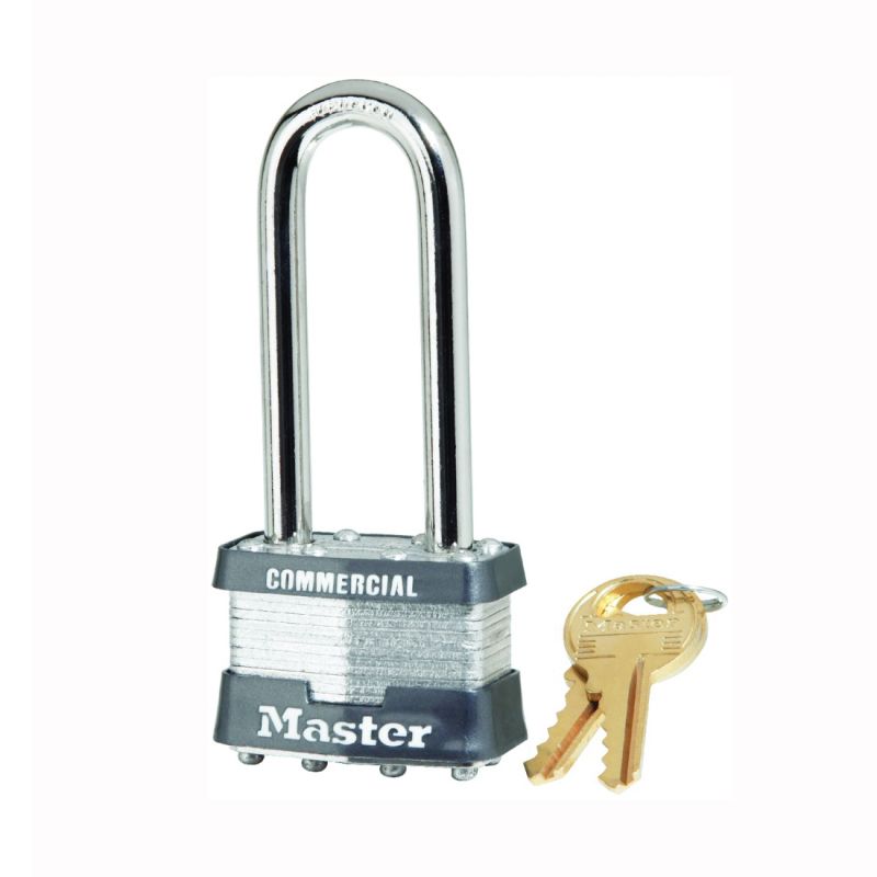Master Lock 1KALJ 2729 Padlock, Keyed Alike Key, 5/16 in Dia Shackle, 2-1/2 in H Shackle, Nickel Hardened Steel Shackle Silver